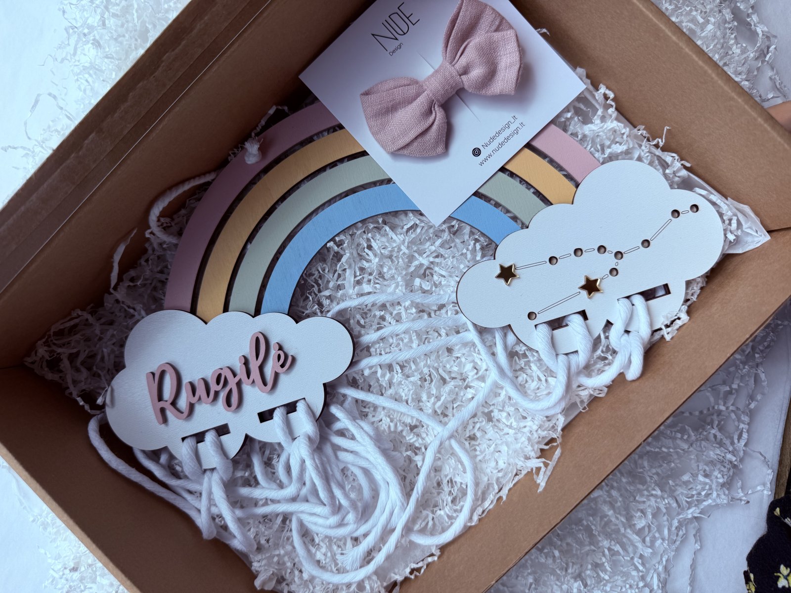 Personalizuotas kaspinėlių laikiklis „Vaikystės vaivorykštė“